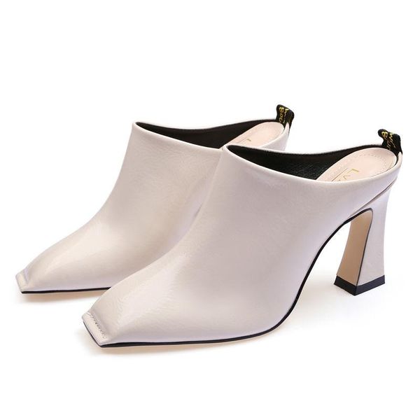slippers fashion high heeled outdoor wearing square toe women slides summer muller shoes slip on soft patent leather, Black
slippers fashion high heeled outdoor wearing square toe women slides summer muller shoes slip on soft patent leather, Black