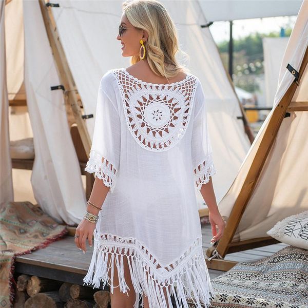 women's swimwear crochet beach cover ups for women tassel beachwear v neck tunic 3/4 sleeve female bathing suit swimsuit bikini cover-u, White;black
women's swimwear crochet beach cover ups for women tassel beachwear v neck tunic 3/4 sleeve female bathing suit swimsuit bikini cover-u, White;black