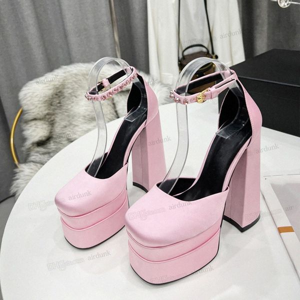 luxury aevitas sandals waterproof platform high heel personalized satin catwalk design thick heel and double ankle strap decorated with rhin, Black
luxury aevitas sandals waterproof platform high heel personalized satin catwalk design thick heel and double ankle strap decorated with rhin, Black