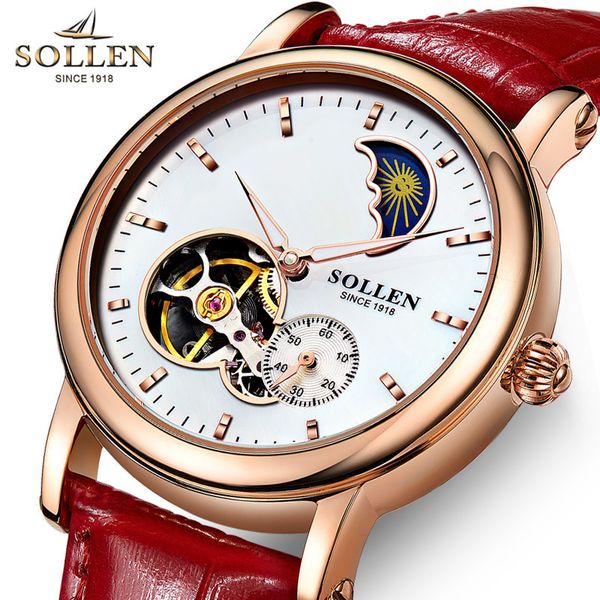 sollen luxury ladies wrist red strap automatic mechanical waterproof skeleton watches women, Slivery;brown
sollen luxury ladies wrist red strap automatic mechanical waterproof skeleton watches women, Slivery;brown