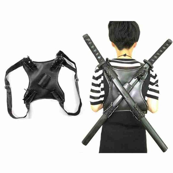 waist support harness men's leather dual sword carrying back exotic scabbard holder belt / gun holste cosplay halloween costumes, Black;gray
waist support harness men's leather dual sword carrying back exotic scabbard holder belt / gun holste cosplay halloween costumes, Black;gray