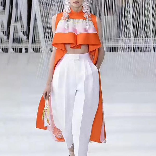 women's blouses & shirts summer sleeveless for women half high collar organza stitching asymmetric crop 2021 casual fashion, White
women's blouses & shirts summer sleeveless for women half high collar organza stitching asymmetric crop 2021 casual fashion, White
