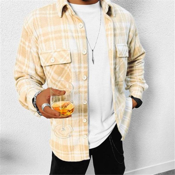 men's casual shirts 2021 autumn and winter long-sleeved plaid shirt double pocket lapel orange loose woolen coat, White;black
men's casual shirts 2021 autumn and winter long-sleeved plaid shirt double pocket lapel orange loose woolen coat, White;black