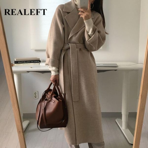 women's wool & blends realeft 2021 winter women elegant woolen sashes long coats turn collar minimalist cardigan oversize female outwea, Black
women's wool & blends realeft 2021 winter women elegant woolen sashes long coats turn collar minimalist cardigan oversize female outwea, Black