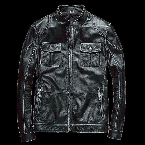 men's leather & faux genuine jacket men 100% cow coat spring autumn biker motorcycle vintage cowhide wp16c534 kj3855, Black
men's leather & faux genuine jacket men 100% cow coat spring autumn biker motorcycle vintage cowhide wp16c534 kj3855, Black