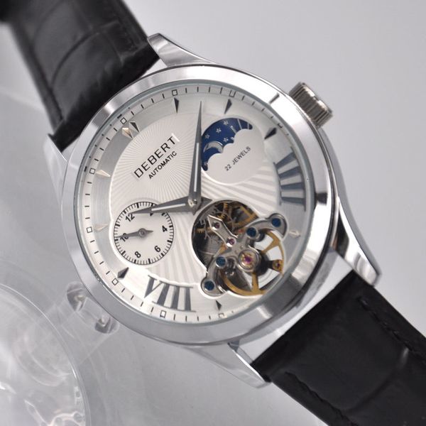 debert 41mm moon phase mechanical watches lighting reverse rvs water density 316l ss multifunctional human automatic, Slivery;brown
debert 41mm moon phase mechanical watches lighting reverse rvs water density 316l ss multifunctional human automatic, Slivery;brown