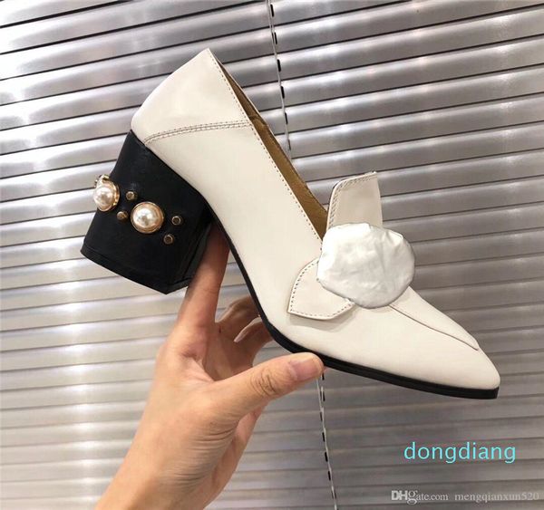 designer-classic high heeled boat shoes 100% leather occupation pearl high heels shoes metal thick heels lazy woman dress shoes large size, Black
designer-classic high heeled boat shoes 100% leather occupation pearl high heels shoes metal thick heels lazy woman dress shoes large size, Black