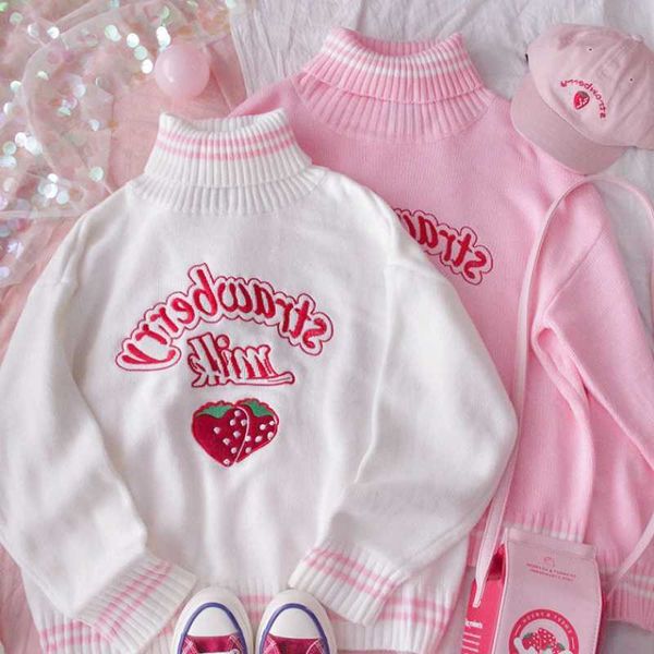 turtleneck swearshirt sweet embroidery strawberry pknitted pullovers ropa mujer wear oversized loose jumper pull femme 210601, Black
turtleneck swearshirt sweet embroidery strawberry pknitted pullovers ropa mujer wear oversized loose jumper pull femme 210601, Black