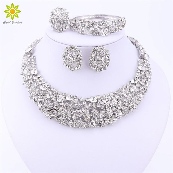 nigerian african beads crystal necklace sets silver color jewelry set wedding accessories party, Black
nigerian african beads crystal necklace sets silver color jewelry set wedding accessories party, Black