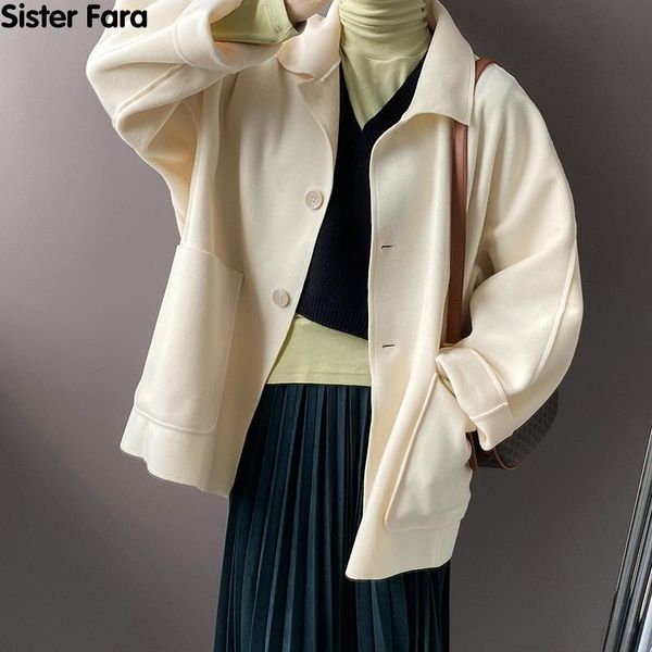 women's wool & blends sister fara double sided woolen coat female turn-down collar ladies jackets long sleeve big pocket autumn winter, Black
women's wool & blends sister fara double sided woolen coat female turn-down collar ladies jackets long sleeve big pocket autumn winter, Black