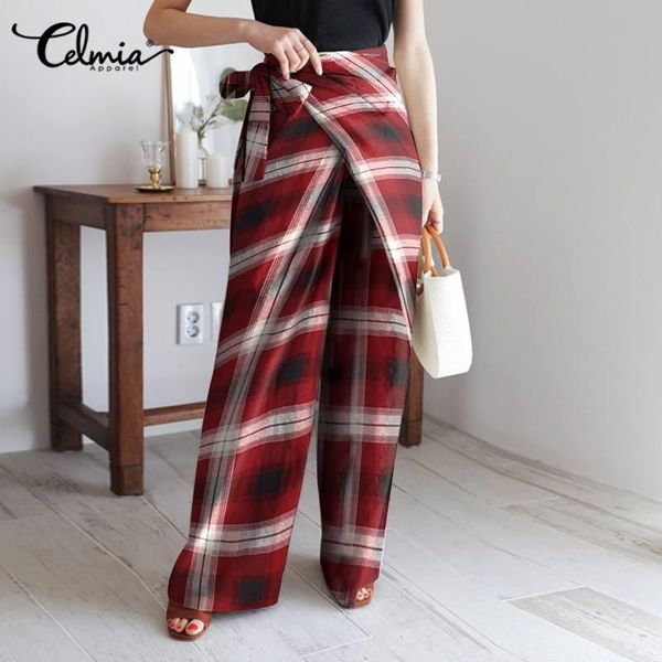 celmia women wide-leg pant vintage plaid printed trousers casual loose high waist office solid long pantalones plus size pant, Black;white
celmia women wide-leg pant vintage plaid printed trousers casual loose high waist office solid long pantalones plus size pant, Black;white