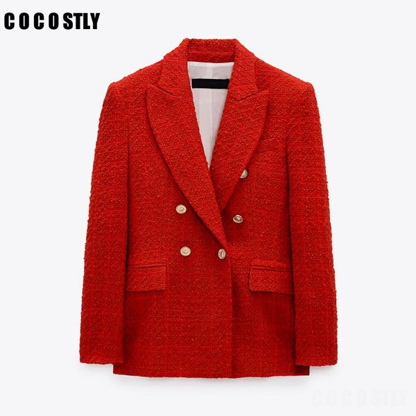 women blazer coat 2021 tweed jaet notched ne double breasted slim tweed blazers suit office lady casual business suit, Black
women blazer coat 2021 tweed jaet notched ne double breasted slim tweed blazers suit office lady casual business suit, Black