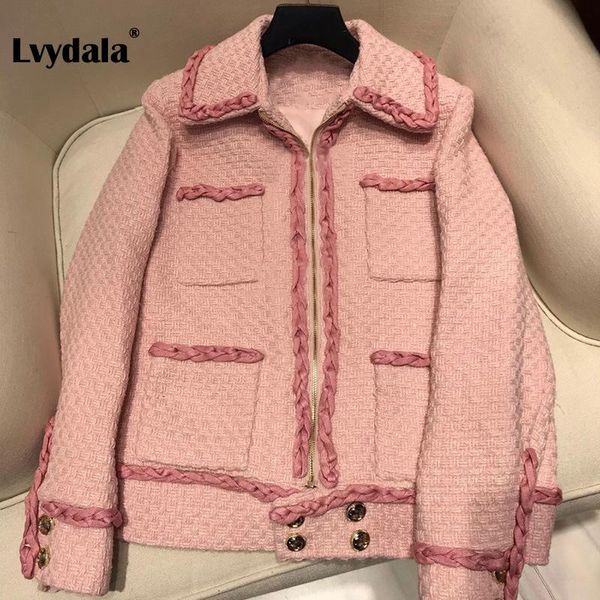 lvydala women cute pink tweed coat female long sleeve turn down collar outerwear woolen blends party coat, Black
lvydala women cute pink tweed coat female long sleeve turn down collar outerwear woolen blends party coat, Black