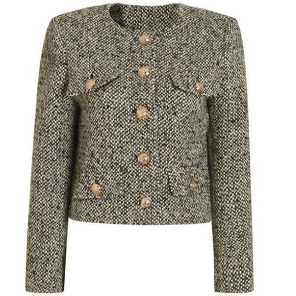 women's jackets french style small fragrance tweed short jacket women single breasted slim o-neck outwear, Black;brown
women's jackets french style small fragrance tweed short jacket women single breasted slim o-neck outwear, Black;brown
