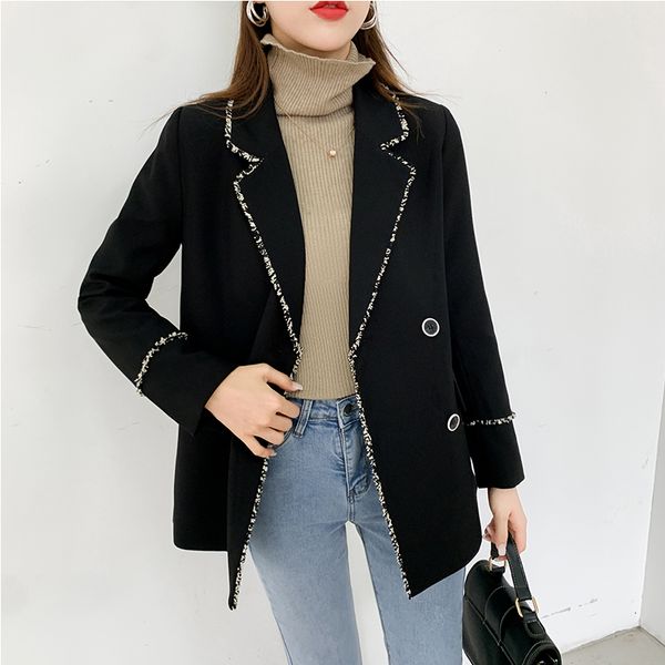 2021 new vintage black double breasted loose women fashion blazer casual female solid suit outwear winter autumn coat 4j94, White;black
2021 new vintage black double breasted loose women fashion blazer casual female solid suit outwear winter autumn coat 4j94, White;black