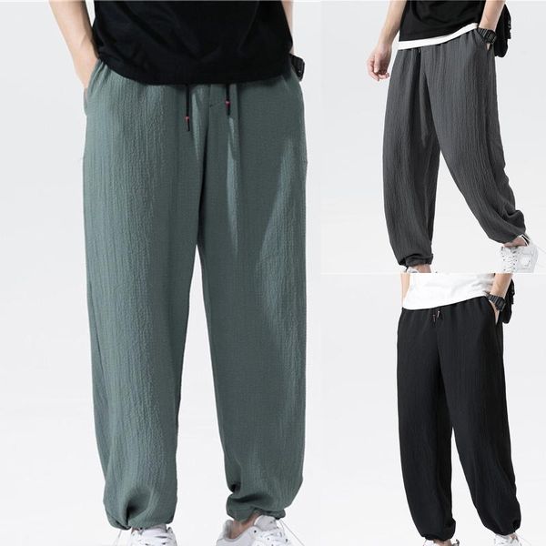 men's pants men trousers fashion plus size wide-leg loose sports elastic waist casual, Black 
men's pants men trousers fashion plus size wide-leg loose sports elastic waist casual, Black