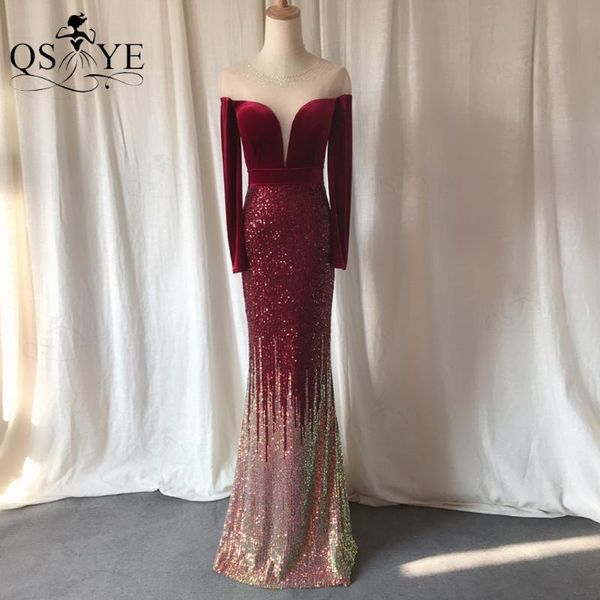 party dresses burgundy evening dress long sleeves mermaid women gown prom velvet elegant fading sequin formal fit, White;black
party dresses burgundy evening dress long sleeves mermaid women gown prom velvet elegant fading sequin formal fit, White;black