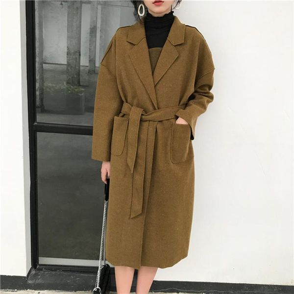 new vintage elegant loose long overcoats turn-down collar one button lace-up pockets 2019 winter women cardigan woolen coat1, Black
new vintage elegant loose long overcoats turn-down collar one button lace-up pockets 2019 winter women cardigan woolen coat1, Black