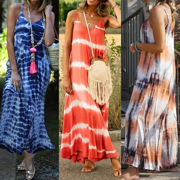 casual tie dye print strappy maxi sundress boho women sling long dress summer sleeveless loose v-neck print beach dresses, Black;gray
casual tie dye print strappy maxi sundress boho women sling long dress summer sleeveless loose v-neck print beach dresses, Black;gray