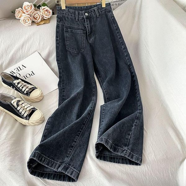 women's jeans women wide-leg dark blue denim trousers long versatile spring autumn mopping high waist korean loose cowboy 2021
women's jeans women wide-leg dark blue denim trousers long versatile spring autumn mopping high waist korean loose cowboy 2021
