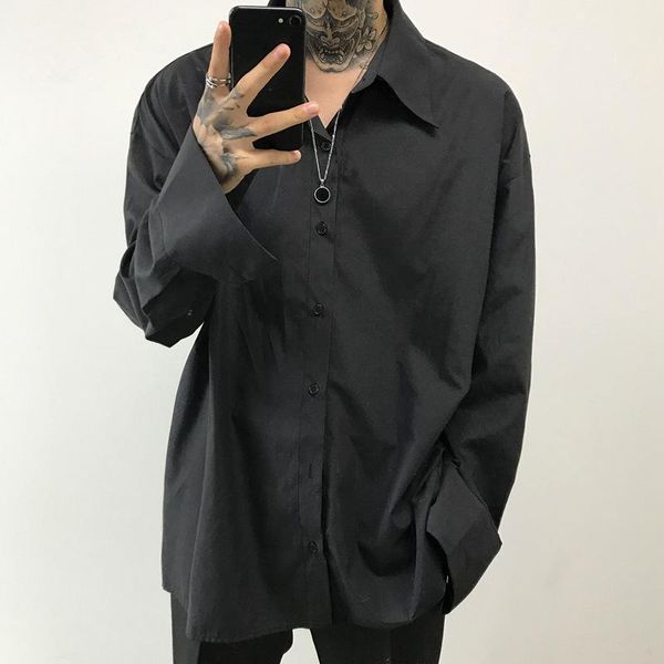 men's casual shirts ins solid color shirt spring and autumn single products loose temperament handsome long sleeves, White;black
men's casual shirts ins solid color shirt spring and autumn single products loose temperament handsome long sleeves, White;black
