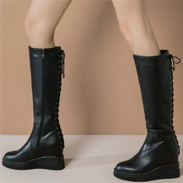boots lace up straps platform pumps shoes women genuine leather high heel knee female round toe thigh fashion sneakers, Black
boots lace up straps platform pumps shoes women genuine leather high heel knee female round toe thigh fashion sneakers, Black