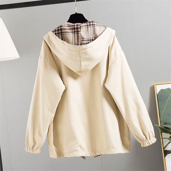 two sides wear women short windbreaker spring autumn loose hooded casual student coat outwear harajuku plaid jacket female yiij, Black;brown
two sides wear women short windbreaker spring autumn loose hooded casual student coat outwear harajuku plaid jacket female yiij, Black;brown