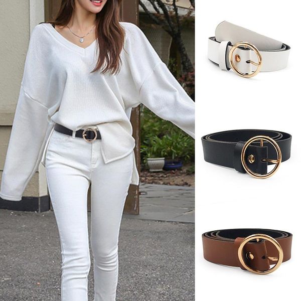 new women leather belt round metal pin buckle circle belts luxury designer brand waistband fashion punk o ring for ladies jeans, Black;brown
new women leather belt round metal pin buckle circle belts luxury designer brand waistband fashion punk o ring for ladies jeans, Black;brown
