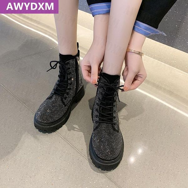 boots 2021 women warm casual lace-up motorcycle winter zipper crystal ankle botas designer mid heels sport chunky zapatos, Black
boots 2021 women warm casual lace-up motorcycle winter zipper crystal ankle botas designer mid heels sport chunky zapatos, Black