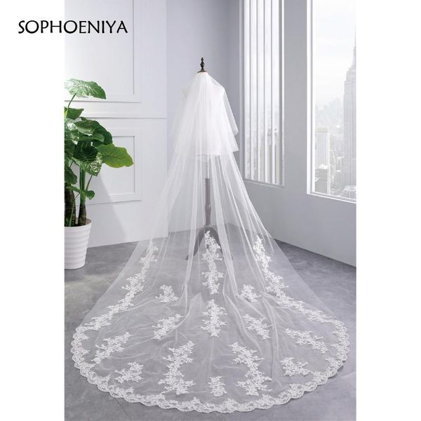 bridal veils fashion cathedral veil lace headdress double layer 3.5 meter super long applique edge white or ivory, Black
bridal veils fashion cathedral veil lace headdress double layer 3.5 meter super long applique edge white or ivory, Black
