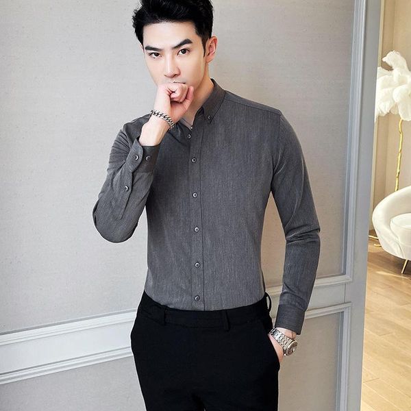 men's casual shirts 2021 fashion long sleeve blouses slim fit male social business dress men solid color formal wear o289, White;black
men's casual shirts 2021 fashion long sleeve blouses slim fit male social business dress men solid color formal wear o289, White;black
