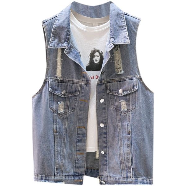 women's vests spring vintage solid holes short denim vest women fashion loose sleeveless jacket korean jeans waistcoat female, Black;white
women's vests spring vintage solid holes short denim vest women fashion loose sleeveless jacket korean jeans waistcoat female, Black;white