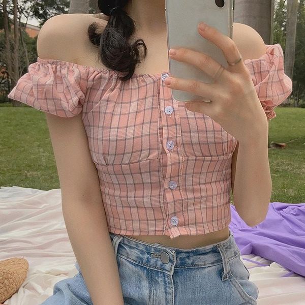 women's blouses & shirts summer women plaid shirt simple square collar short sleeve print buttons basic blouse, White
women's blouses & shirts summer women plaid shirt simple square collar short sleeve print buttons basic blouse, White