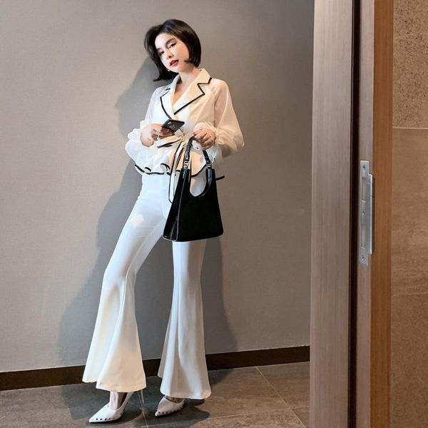 women's two piece pants notched collar ruffles vintage party casual and office elegant long bell-bottomed 2 set white women suit sets
women's two piece pants notched collar ruffles vintage party casual and office elegant long bell-bottomed 2 set white women suit sets
