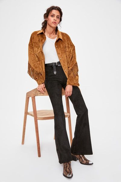 women's pants & capris trendyol black suede spanish bell-bottomed twoaw20pl0304, Black;white
women's pants & capris trendyol black suede spanish bell-bottomed twoaw20pl0304, Black;white