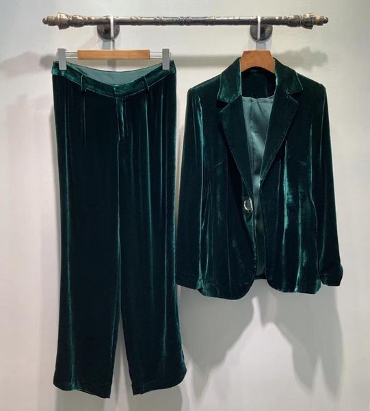 women's two piece pants 2021 quality spring women silk velvet blazer jacket + casual long trouse ladies fashion suits 2 color gdnz 3.0, White
women's two piece pants 2021 quality spring women silk velvet blazer jacket + casual long trouse ladies fashion suits 2 color gdnz 3.0, White