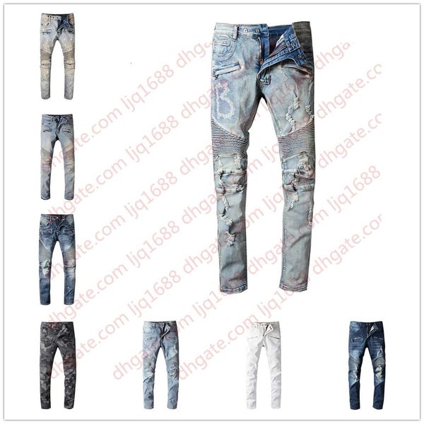 2020 mens baimain designer jeans distressed ripped biker slim fit motorcycle biker denim for men s fashion mans black pants 20ss pour hommes, Blue
2020 mens baimain designer jeans distressed ripped biker slim fit motorcycle biker denim for men s fashion mans black pants 20ss pour hommes, Blue
