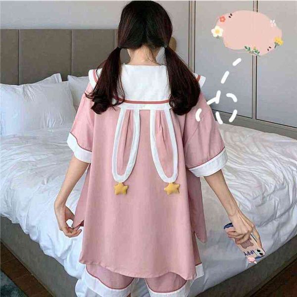 summer cute rabbit ears princess womens sleepwears pajamas 2 piece set girls sweet pink sleepwear casual homewear female lolita pyjamas, Black;red
summer cute rabbit ears princess womens sleepwears pajamas 2 piece set girls sweet pink sleepwear casual homewear female lolita pyjamas, Black;red