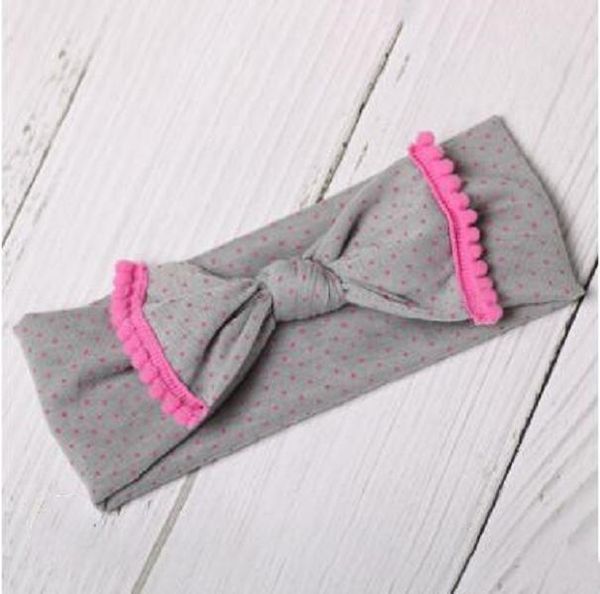 baby headband girls bow bohemia turban twist knot head wrap floral solid polka dot striped hair bows accessories headwear, Slivery;white