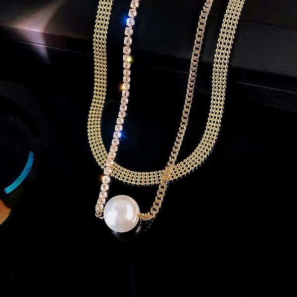 chains double-layer necklace, big pearl, full crystal, clavicle chain, personality korean style temperament ins girl pendant, Silver
chains double-layer necklace, big pearl, full crystal, clavicle chain, personality korean style temperament ins girl pendant, Silver