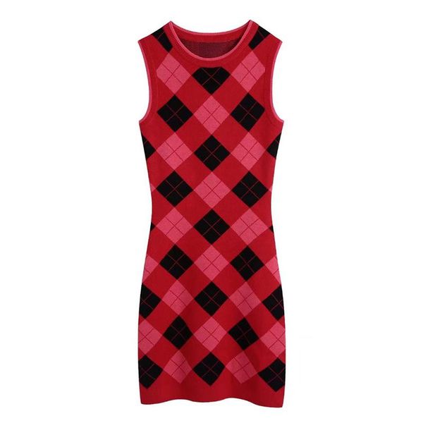 casual dresses women 2022 fashion diamond knit slim mini dress retro round neck sleeveless female streetwear, Black;gray
casual dresses women 2022 fashion diamond knit slim mini dress retro round neck sleeveless female streetwear, Black;gray