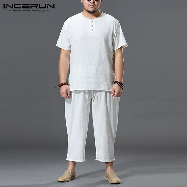 incerun men sets vintage solid color suits men short sleeve buttons drawstring pants suits chinese style man sets plus size, Gray
incerun men sets vintage solid color suits men short sleeve buttons drawstring pants suits chinese style man sets plus size, Gray