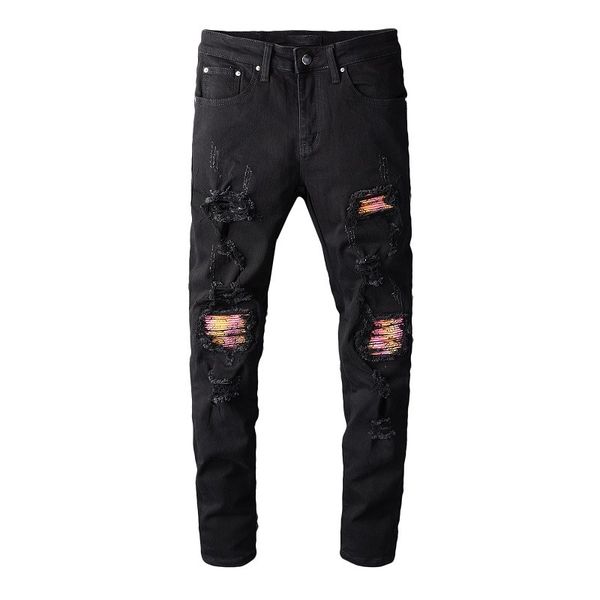 men's distressed destroyed jeans rainbow colored print ribbed patches skinny washed black skinny pants slim trousers #608, Blue
men's distressed destroyed jeans rainbow colored print ribbed patches skinny washed black skinny pants slim trousers #608, Blue