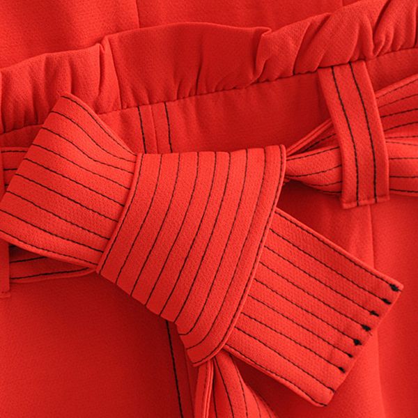 women elegant V neck red dress ruffled bow tie sashes sleeveless solid female office wear mini dresses vestidos, Black;gray
women elegant V neck red dress ruffled bow tie sashes sleeveless solid female office wear mini dresses vestidos, Black;gray