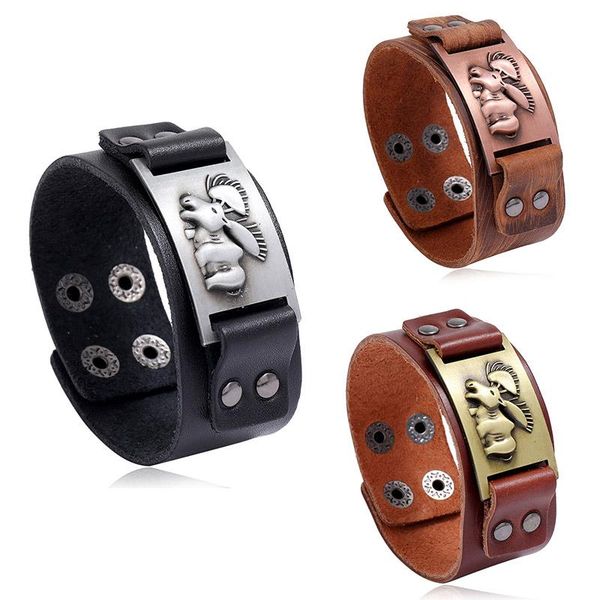 tennis retro classic black/brown genuine leather cuff bracelets metal cute animals handmade bangles male wristband accessories, Golden;silver
tennis retro classic black/brown genuine leather cuff bracelets metal cute animals handmade bangles male wristband accessories, Golden;silver