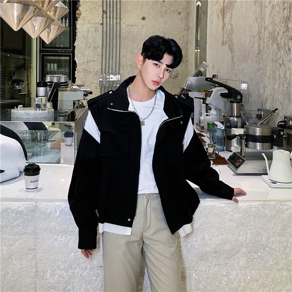 men's jackets men black white splice casual loose short coat overcoat spring autumn male japan harajuku street dark jacket outerwear fe, Black;brown
men's jackets men black white splice casual loose short coat overcoat spring autumn male japan harajuku street dark jacket outerwear fe, Black;brown