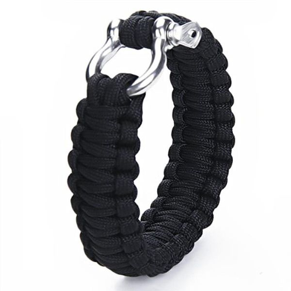 outdoor sports survival knitted parachute cord rope bracelet with stainless steel shackle (black)
outdoor sports survival knitted parachute cord rope bracelet with stainless steel shackle (black)