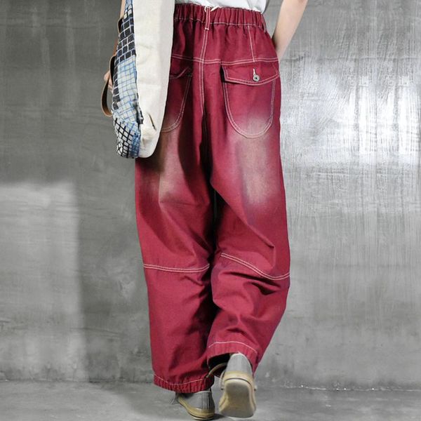 women's jeans vintage colored denim trousers women casual loose distressed wide leg plus size, Blue
women's jeans vintage colored denim trousers women casual loose distressed wide leg plus size, Blue