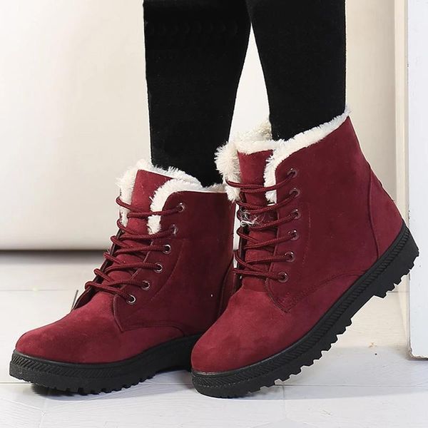 boots women winter snow outdoor cotton shoes heels ankle botas woman, Black 
boots women winter snow outdoor cotton shoes heels ankle botas woman, Black