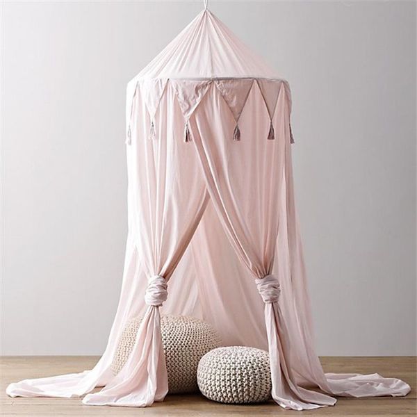 

40 kid baby bed canopy bedcover mosquito net curtain bedding round dome tent cotton for baby room decoration 240cm x 50cm pink